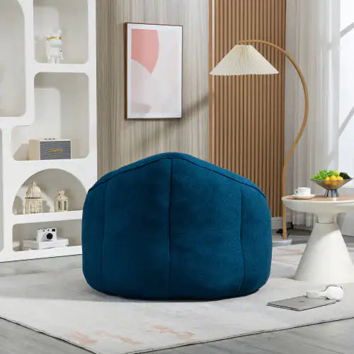 Blue Foam Bean Bag Sofa Chair with Footrest