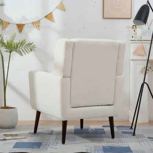 White Teddy Fabric Upholstered Accent Armchair