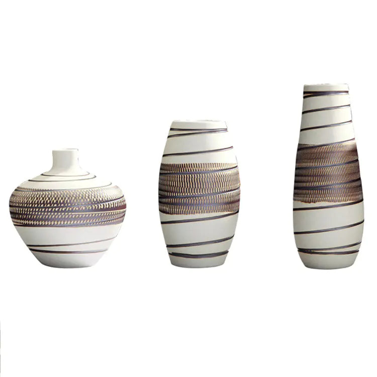 Minimalist Vintage Ceramic Vase Set (3 pcs)