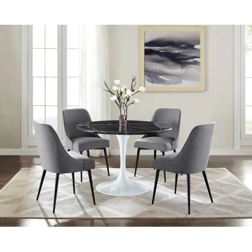 Charcoal Fabric Side Chair with Metal Legs