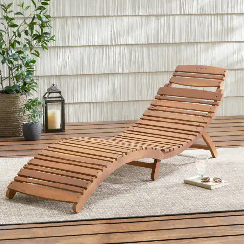 Wooden Chaise Lounge Chair, Outdoor Reclining Patio Lounger