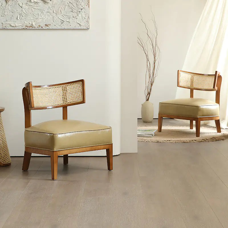 Solid Wood Rattan Single Lounge Chair