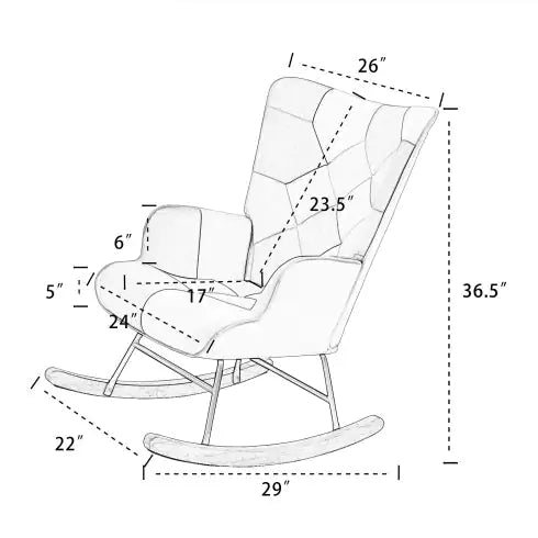 Patchwork Chair - Rocking Chair for Baby Nursery with Wood Legs