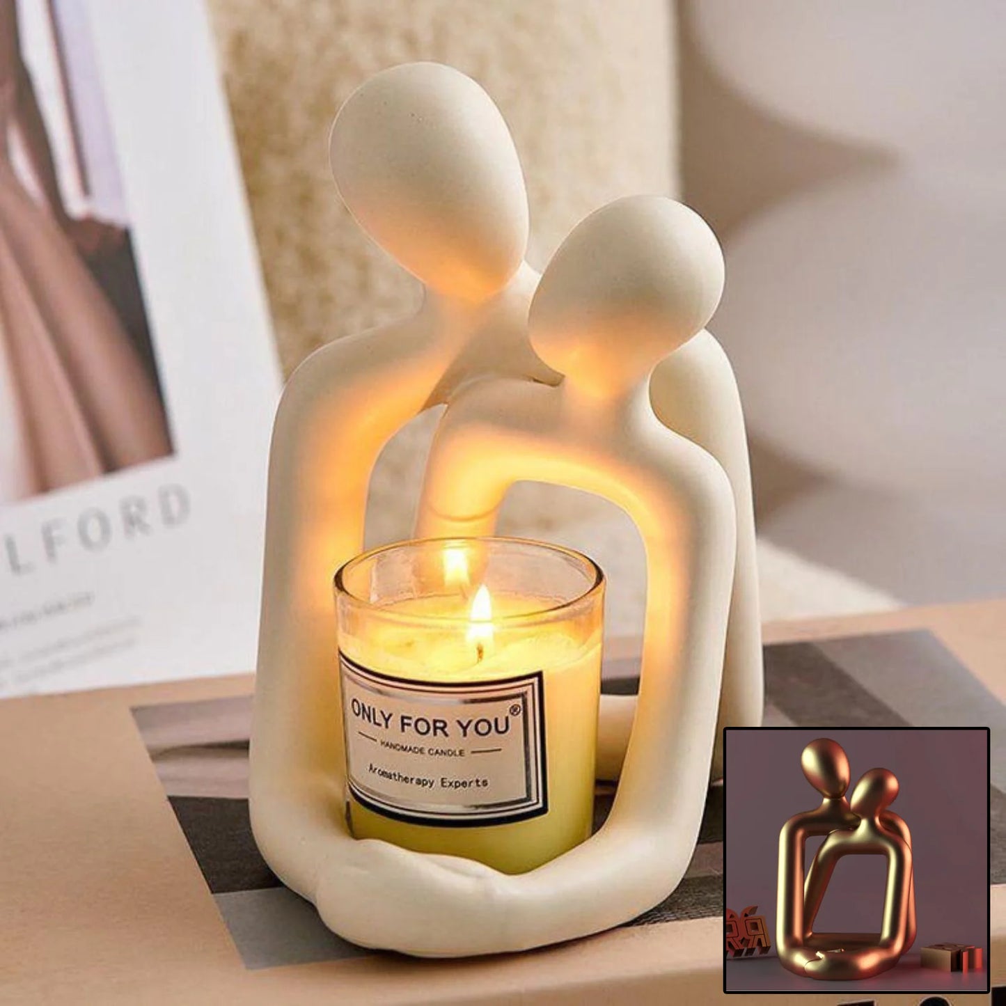 Loving Couple Resin Statue – Romantic Home Accent