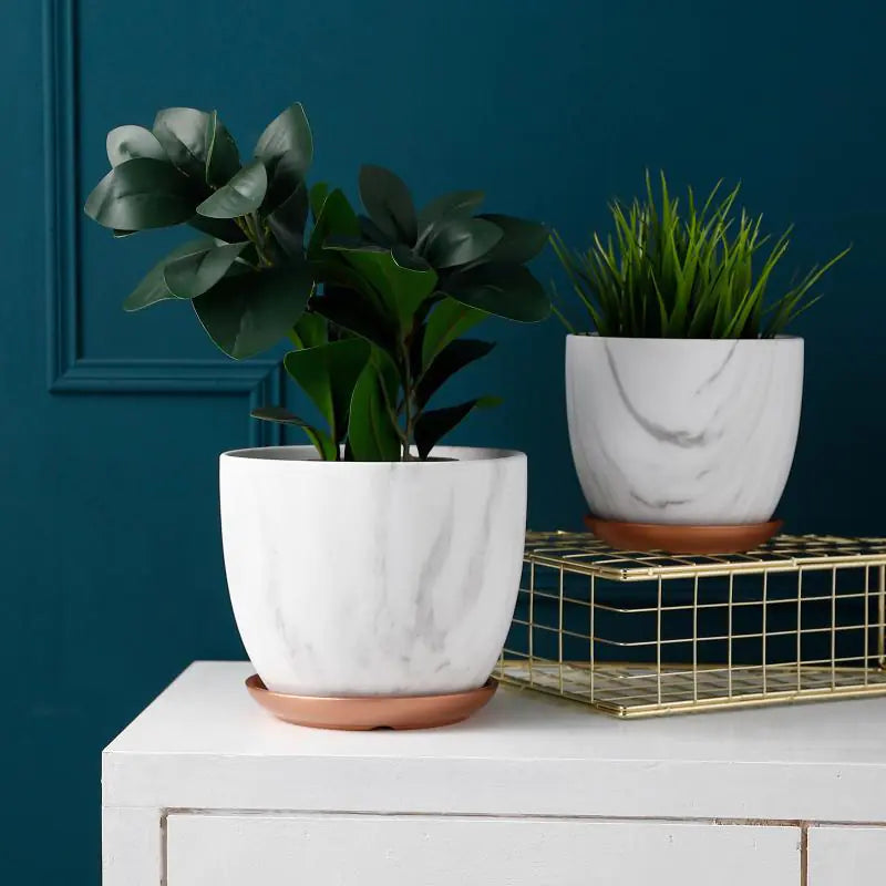 Ceramic Marble Pattern Pot for Modern Nordic Style