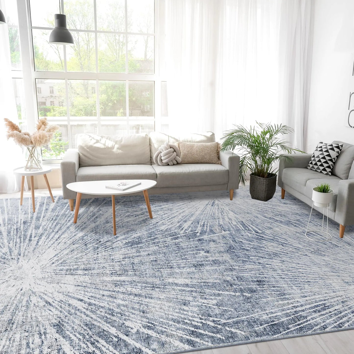 Washable Abstract Area Rug 8x10 Modern Design