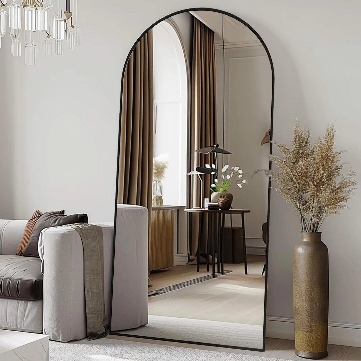 71”x32” Arched Mirror - Black Full Length Mirror - Large Mirror