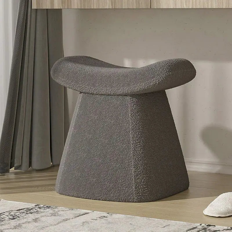 White Vanity Stool - Fluffy Lamb Wool Makeup Chair