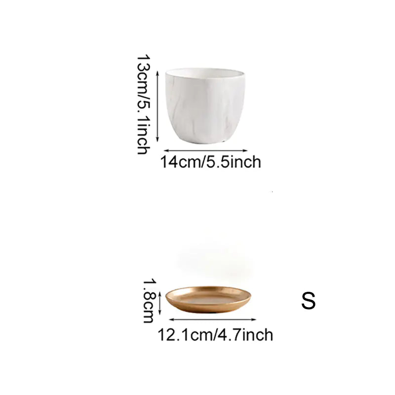 Ceramic Marble Pattern Pot for Modern Nordic Style