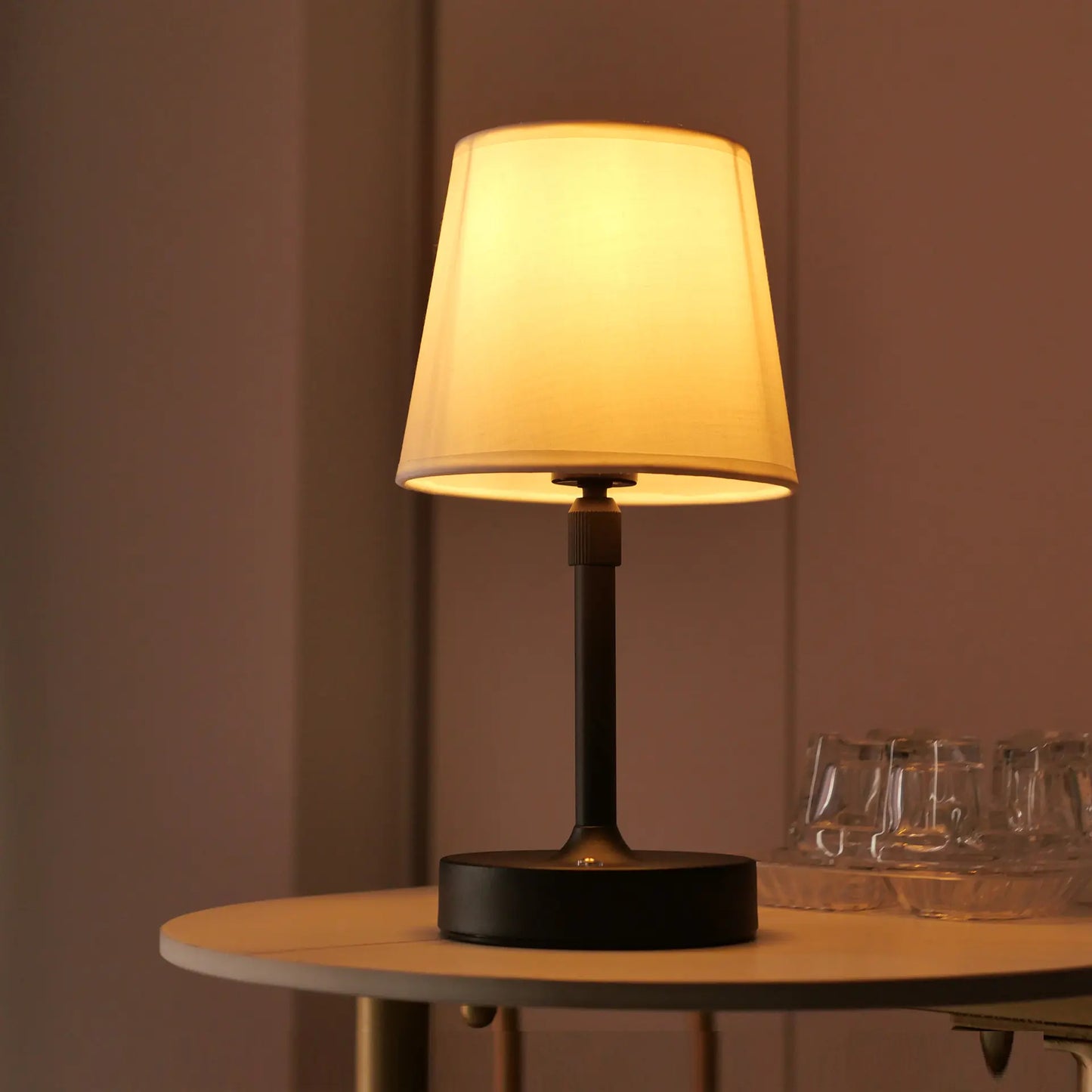 Vintage Fabric Table Lamp with Rechargeable Warm Light