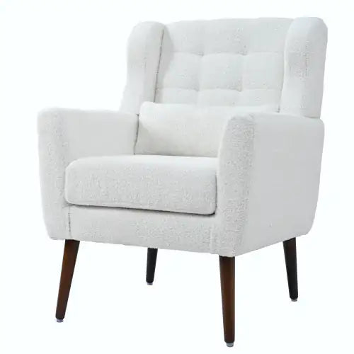 White Teddy Fabric Upholstered Accent Armchair