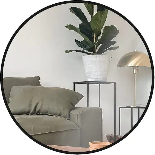 Classic Black Round Bathroom Mirror 24 Inch