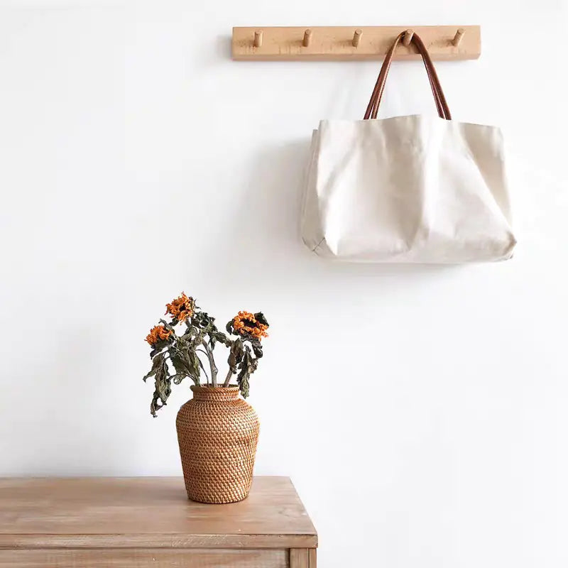 Vietnamese Handwoven Rattan Vase – Nordic Style