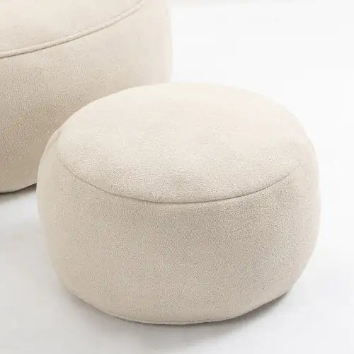 Beige Bean Bag Sofa Chair with Footrest