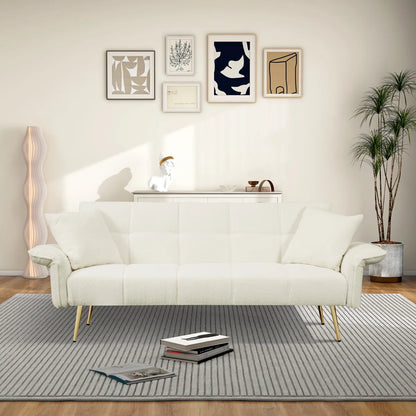 Beige Small Sofa - Convertible Sofa Bed with Armrests