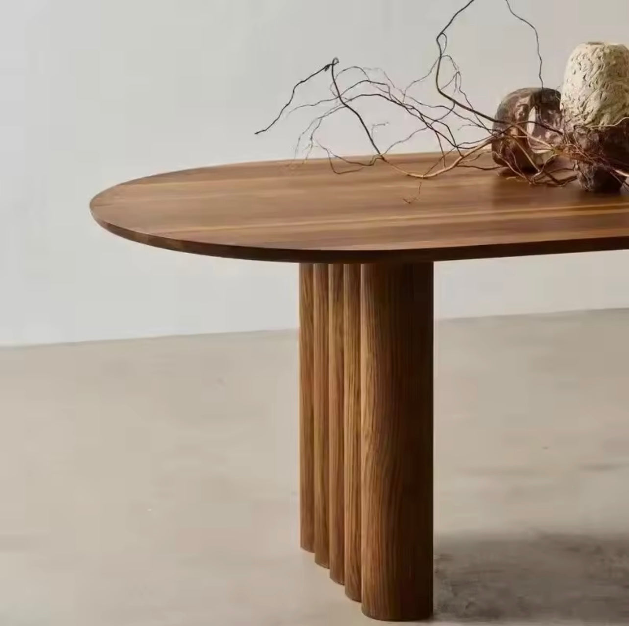 Italian Solid Wood Dining Table, Curved Edge Design, Oak / Walnut