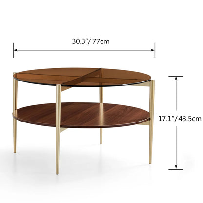 Walnut Mid Century Coffee Table, Coffee Table with Storage Shelf