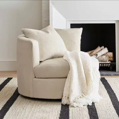 Rotatable Sofa Chair, White Ergonomic Lounge Chair