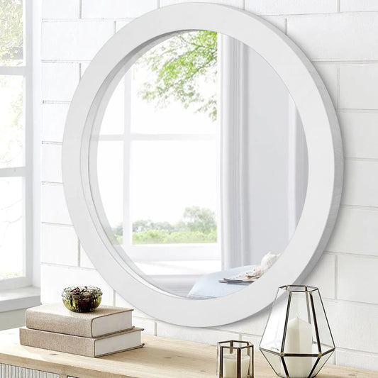 20” Rustic Round Wood Frame Wall Mirror
