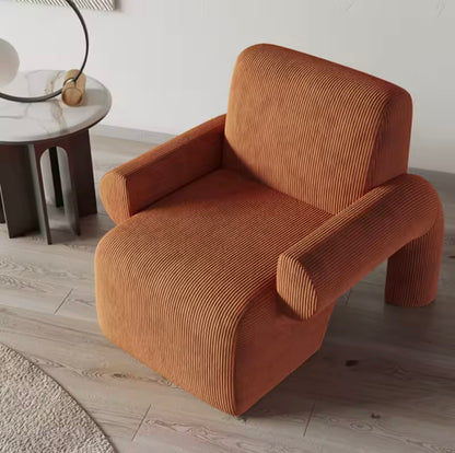 Corduroy Fabric Armchair, Modern Lambswool Accent Chair