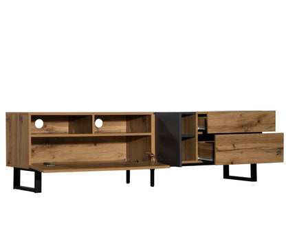 Modern 70 Inch TV Stand – Wood Entertainment Center with Storage