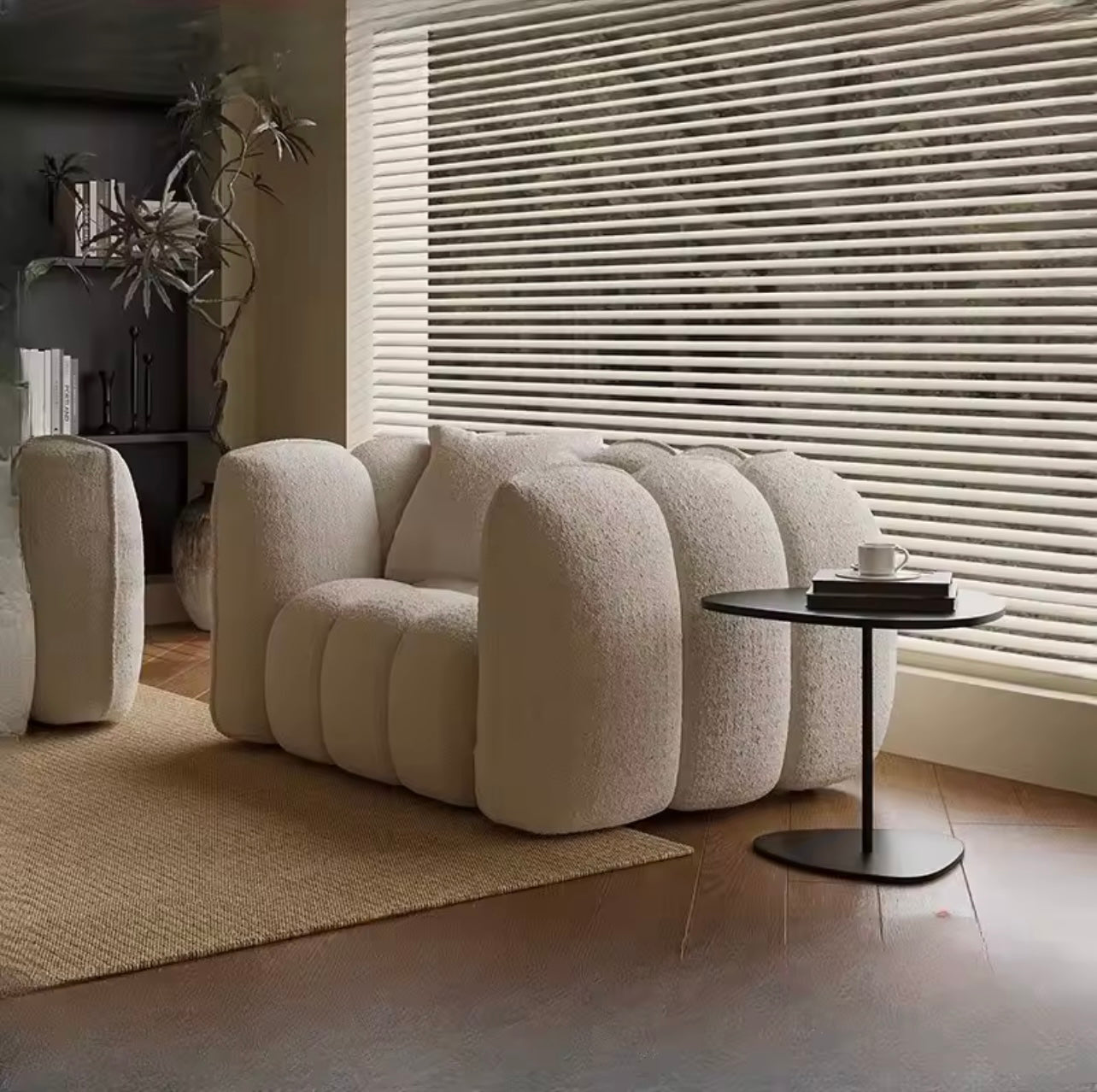 White Cloud Lambswool Sofa, Simple Leisure Couch