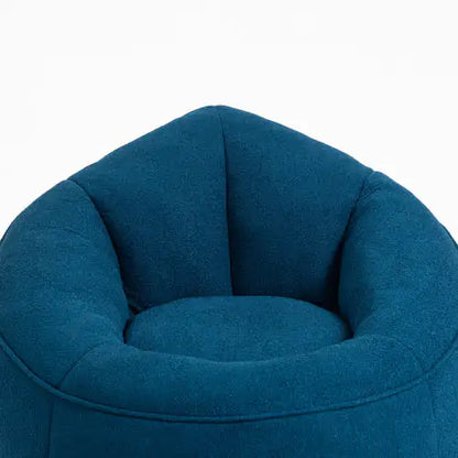 Blue Bean Bag Chair, Modern Single Sofa Chair with Footrest