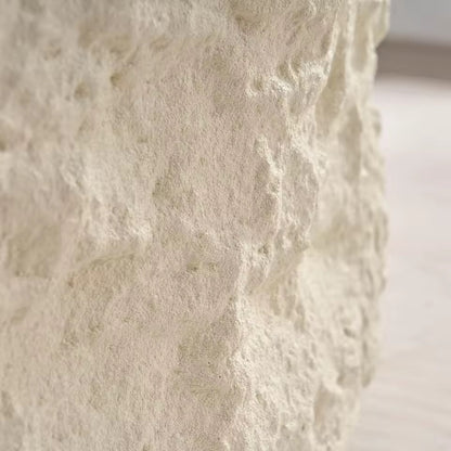 Round Cement Stone Drum Coffee Table, Fiberglass Faux Marble Finish