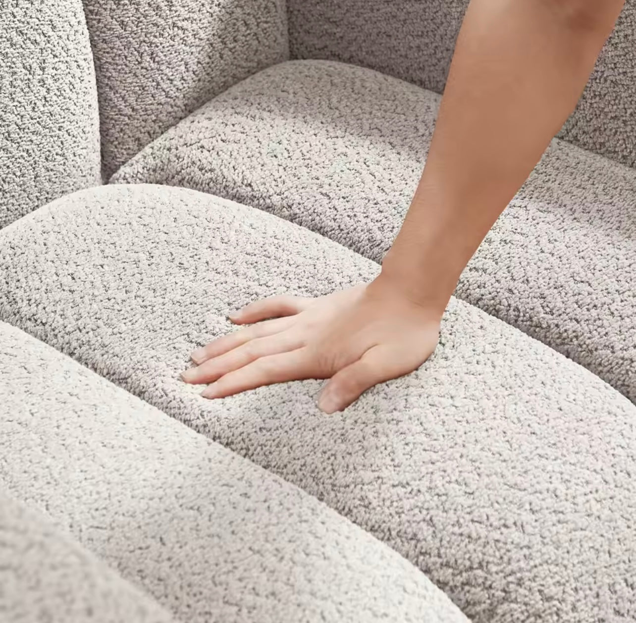 Burnt Orange Upholstered Armchair, Boucle Fabric Accent Chair