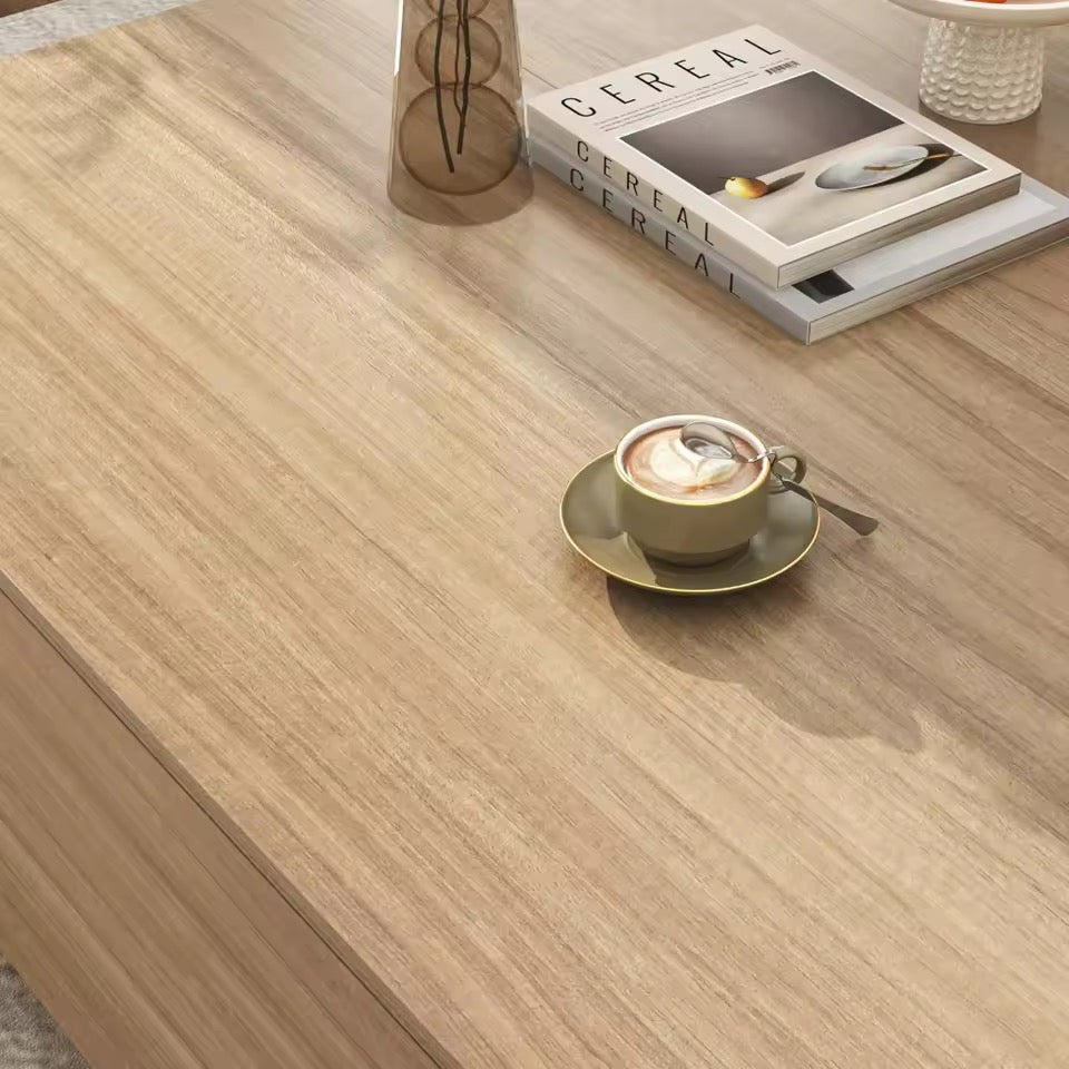 43” Solid Wood Square Coffee Table with Storage Drawers