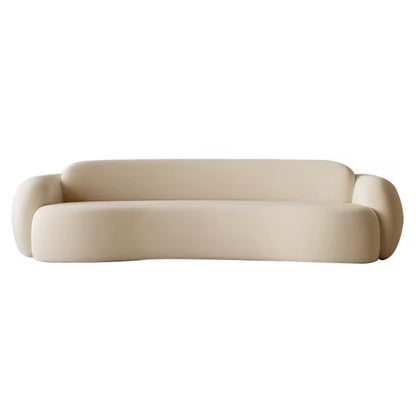 Beige Curved Lounge Sofa with Double Backrest