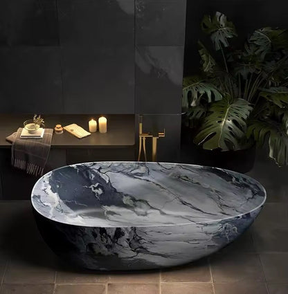 Oval Freestanding Soaking Tub, Luxury Artificial Stone Bath