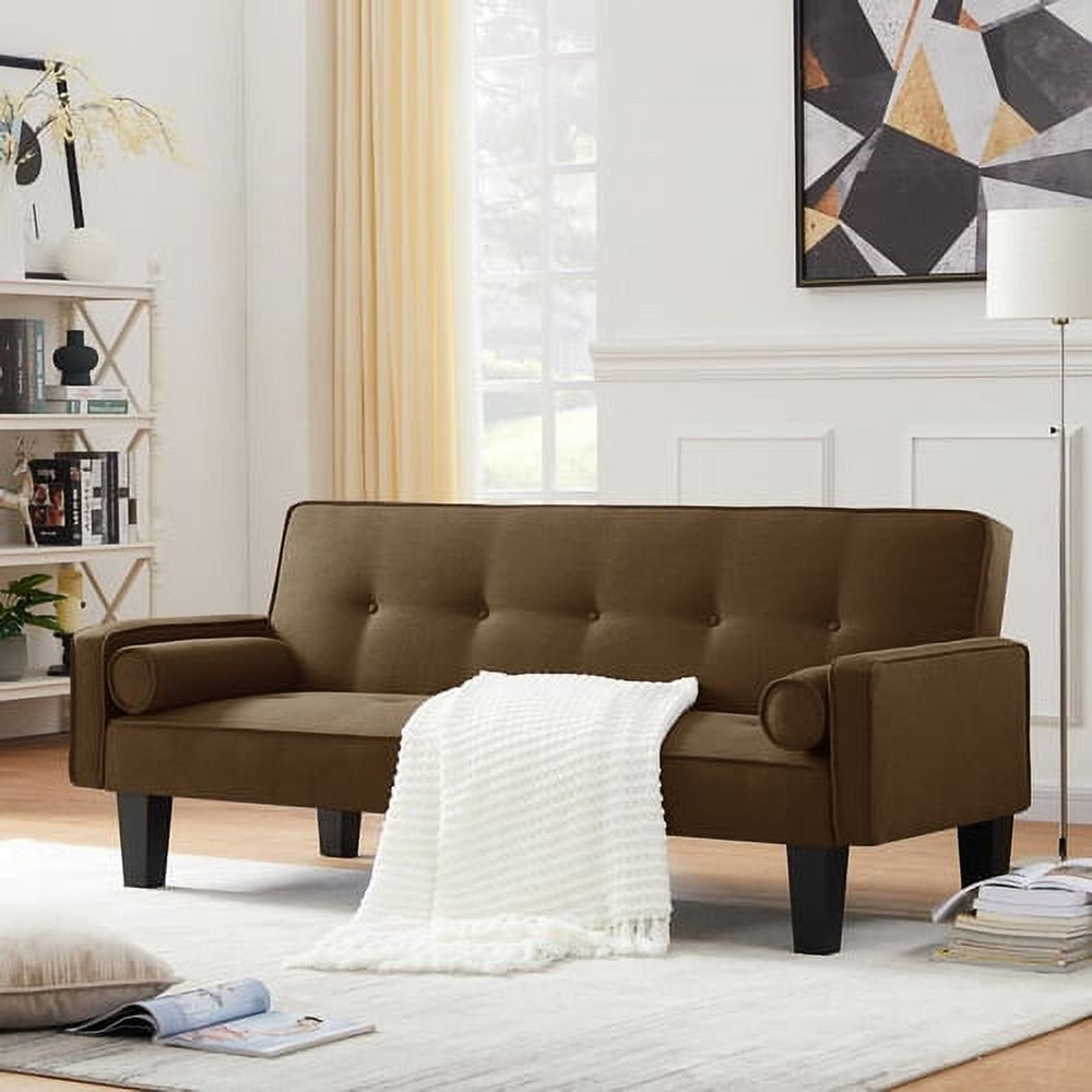 Mid-Century Tufted Loveseat Sofa - Brown Sofa Bed