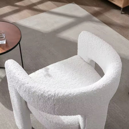 White Sherpa Fabric Dining Chair, Upholstered Makeup Vanity Chair