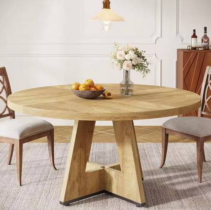 47” Round Rustic MDF Dining Table, Seats 4