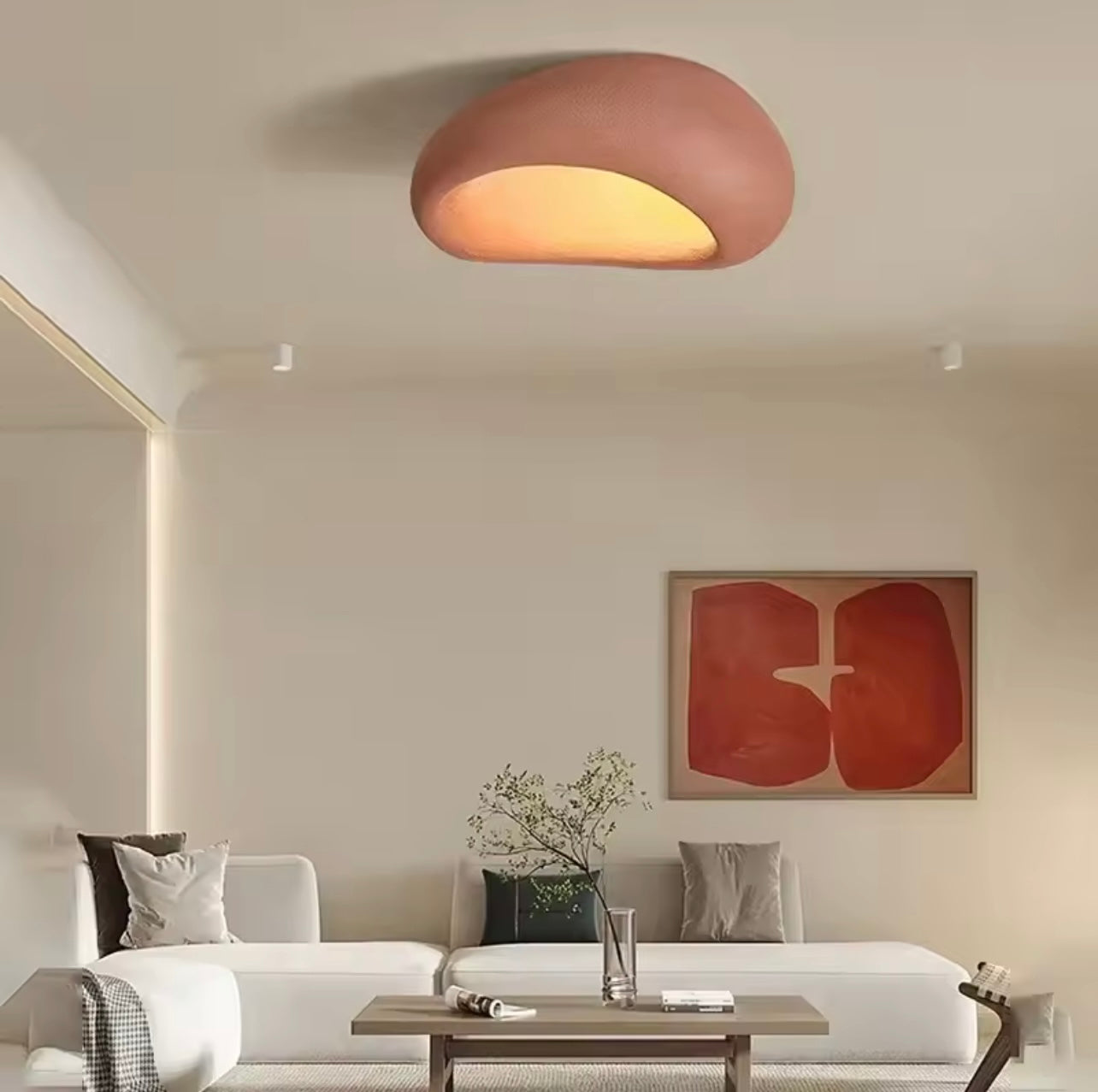 Japanese Wabi Sabi Resin Ceiling Lamp, Mounted LED Downlight
