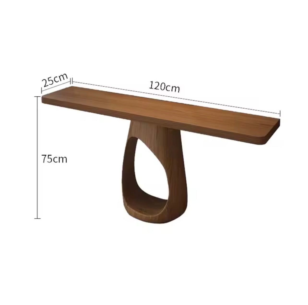 Retro Minimalist Solid Wood Console Table with Artistic Oval Base