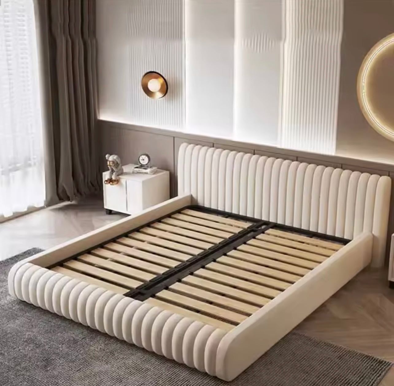 Minimalist Upholstered Cotton-Tech Fabric Platform Bed