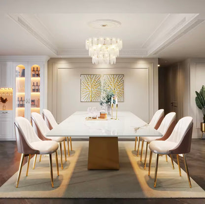 Luxury Rectangular Sintered Stone Dining Table with W-Shaped Base