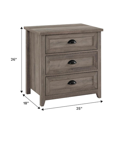 3 Drawer Nightstand - Grey Nightstand with Drawers