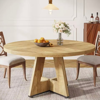 47” Round Rustic MDF Dining Table, Seats 4