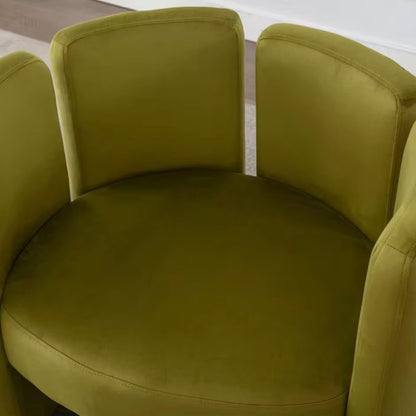 Velvet Upholstered Accent Chair, Green Barrel Side Chair