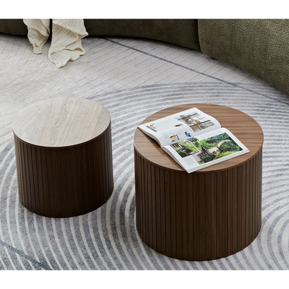Set of 2 Modern Coffee Tables, Brown Nesting Coffee Table