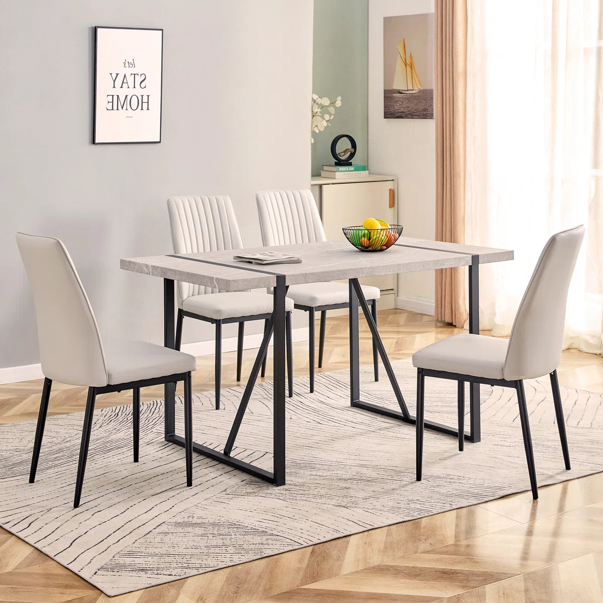 Modern Rectangular Dining Table 55” MDF Metal