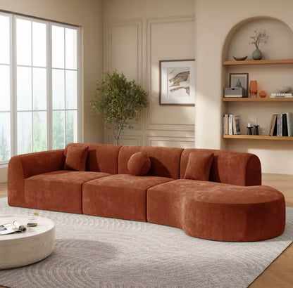 140” Modern Curved Sectional Sofa with Chaise, Oversized 3 Piece Set