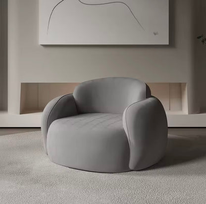 Single Off White Modern Velvet Sofa Chair