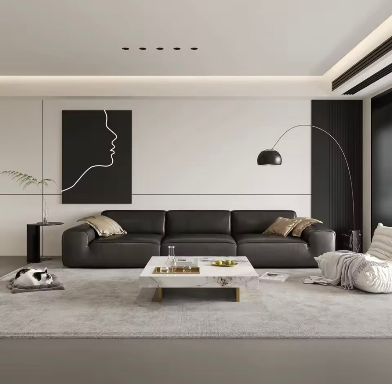 42” Square Marble Coffee Table with Gold Stainless Steel Base, White