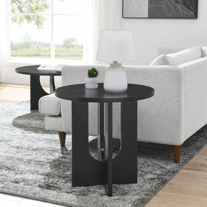 Modern End Table, Black Solid Wood End Table, MDF Wood
