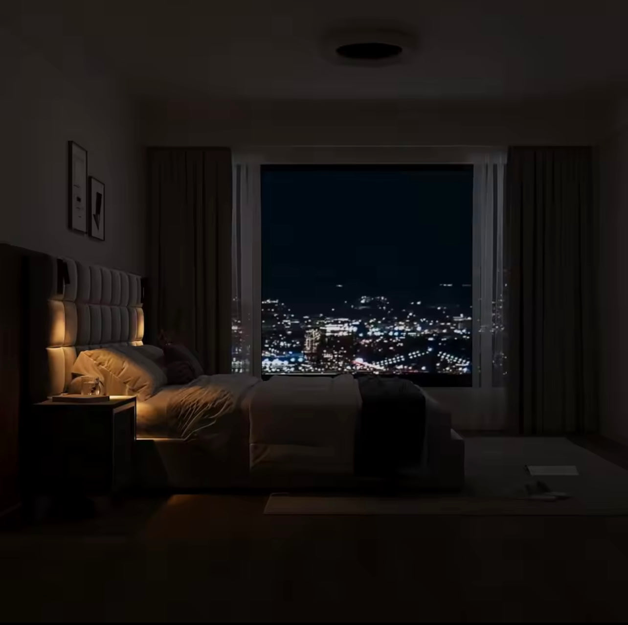 Grey Velvet Upholstered King Platform Bed with Padded Headboard