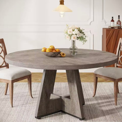 47” Round Rustic MDF Dining Table, Seats 4